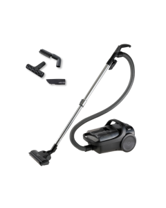 Front and side view of Panasonic Powerful 2000W Cyclone Bagless Canister Vacuum Cleaner with HEPA Filter MC-CL605K747