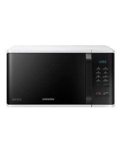Front view of Samsung 23L Solo Microwave Oven with Quick Defrost Mode, White - MS23K3513AW