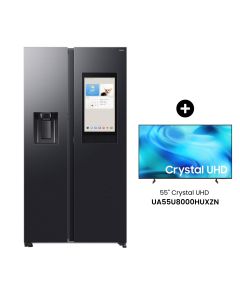Samsung Net Capacity 591L AI Refrigerator Side by Side Refrigerator Bespoke with Family Hub, Twin Cooling Plus, Black - RS90F66B1FAE, Digital Inverter Compressor