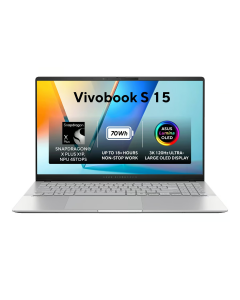 Asus Vivobook S 15 OLED, S5507QA-MA007W, Laptop, 15.6-inch, 120Hz, 3K OLED Display, Qualcomm® Adreno™ GPU, Snapdragon® X Plus X1P, 16GB RAM, 1TB SSD, Windows 11 Home, Cool Silver