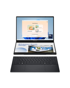 Asus Zenbook Duo UX8406CA-OLED7, 14.-inch 3K OLED Touch Screen, Intel Core Ultra 7 255H 2.0GHz, 32GB RAM, 1TB SSD, Intel Arc Graphics, Win11 Home, Eng-Arab Keyboard, Gray + Sleeve, Stylus - U7MD1S84CJ