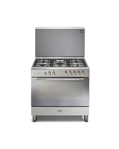 ILVE 90x60cm Gas Cooking Range, 5 Burner, Mirror Glass Oven Door - SO-296.50 LGX MG, Made in Italy