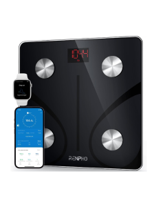 Renpho Smart Scale for Body Weight, FSA HSA Eligible, Digital Bathroom Scale BMI Weighing Bluetooth Body Fat Scale, Body Composition Monitor Health Analyzer with Smartphone App ELIS1, Black - ESCS20MBK