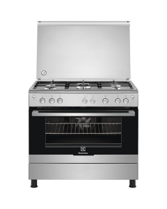 Electrolux 90x60cm Freestanding Cooker, Full Gas Cooking Range with 5 Burners and Oven with fan, Catalytic, Stainless Steel - EKG913A2OX 