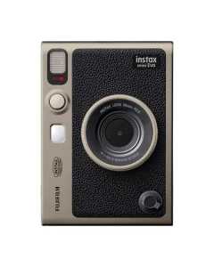Fujifilm Instax Mini Evo Camera - Gold Bundle with Limited-Edition Strap, Lens cap and Camera case