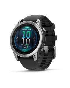 Front and side view of Garmin Fenix E 47mm Stainless Steel, Black - 010-03025-00