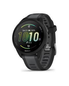 Front and side view of Garmin Forerunner 165 GPS, Black/Slate Grey - 010-02863-20