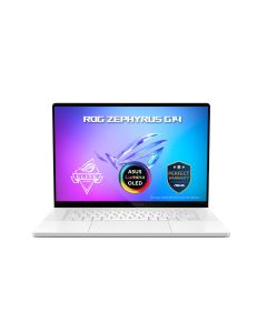 ASUS ROG Zephyrus G14 GU405AR-SY064W, 14-inch, 3K (2880 x 1800) OLED, 120Hz, Intel® Core™ Ultra 9 Processor 386H 2.1 GHz, NVIDIA® GeForce RTX™ 5070 Ti Laptop GPU, 32GB LPDDR5X, 1TB PCIe® 4.0 NVMe™ M.2 SSD, Windows 11 Home, Platinum White