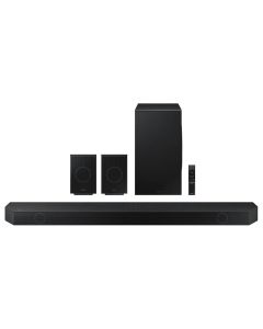 Front view of Samsung Q-series Soundbar HW-Q990D 11.1.4 Ch Sub-Woofer & Rear Speaker