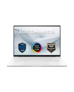 ASUS Zenbook S16 UM5606GA-SS487W, 16.0-inch 3K (2880 x 1800) OLED, 120Hz, AMD Ryzen™ AI 9 465 Processor 2.0GHz, AMD XDNA™ NPU up to 50TOPS, AMD Radeon™ Graphics, 24GB LPDDR5X RAM, 1TB M.2 NVMe™ PCIe® 4.0 SSD, Windows 11 Home, Scandinavian White