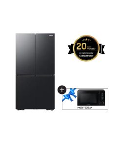 Samsung Bespoke T Style 602L French Door Refrigerator with Triple Cooling, Black - RF65DG90BEB1AE