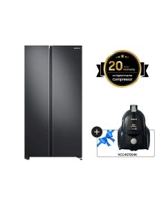 Samsung 680L Side by Side Refrigerator, Digital Inverter Technology, All Around Cooling, Black - RS62R5001B4