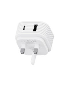 Juice 45W Dual Port Fast Charger Plug – USB-C Power Delivery & USB-A Quick Charge, White